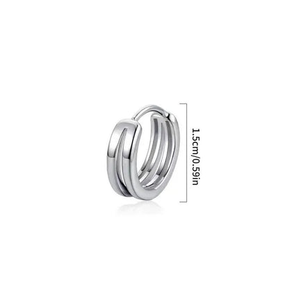 1Pair Stainless Steel Hoop Earrings Punk Multilayer round Double Hip Hop Pierced Stud Earrings