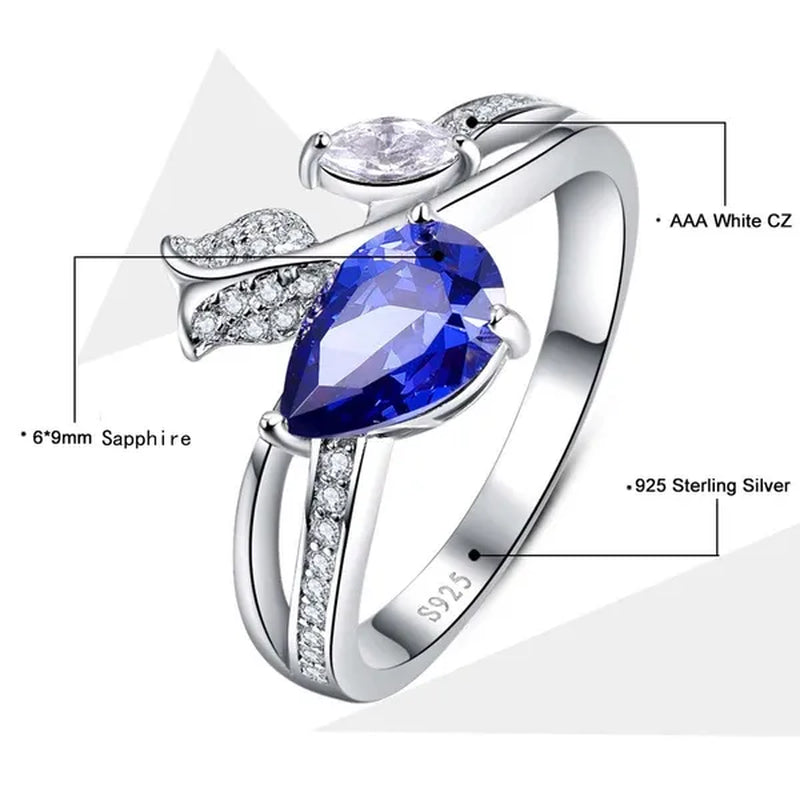 6*9Mm Pear Cut Sapphire & Ruby 925 Sterling Silver Jewelry Vintage Wedding Engagement Ring Christmas Gift Bride Engagement Anniversary Ring Size 6-10