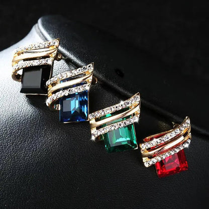 Fashion Temperament Women's Cubic Zirconia Earrings Large Red Zircon Stud Earring Engagement Wedding Earrings Birthday Party Anniversary Gift Jewelry