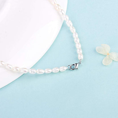 925 Sterling Silver Cross Pendant Freshwater Pearl Necklace for Women'S Pearl Strand Necklaces