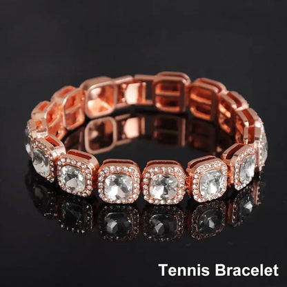 Hip Hop Bracelet Cuban Link Bracelet Ice Out Tennis Bracelet for Men and Women Hip Hop Jewelry