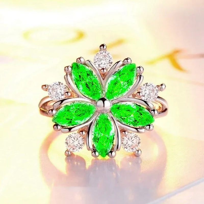 Elegant Women'S Flower Ring Luxury Pink Zircon Ring, Fashionable Flower Shape Women'S Ring, Engagement, Wedding Ring, Princess Ring, Promise Ring, Valentine'S Day, Christmas Gift. Size US5-11. Happy Shopping!