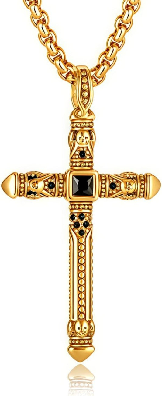 Cross Pendant Necklace for Men Metal Stainless Steel Mens Cross Pendant Necklace for Men