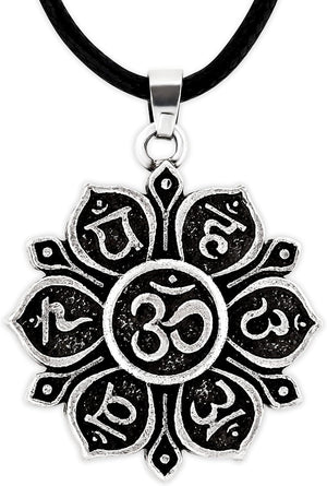 Buddhist Necklace, Dharma Wheel of Life Lotus Flower Yoga Pendant, Jewelry Gift for Men and Women