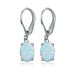 925 Sterling Silver 6*8MM Opal Opal Opal OPAL Ear Hook Earrings