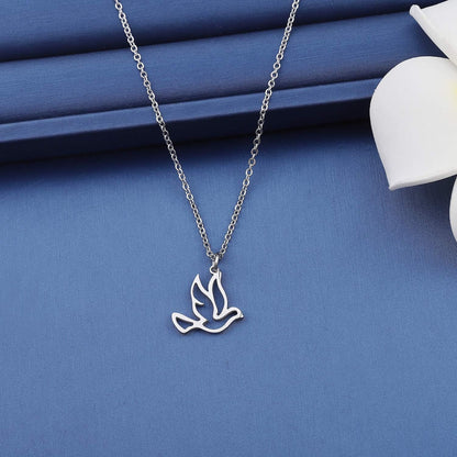 Stainless Steel Soaring Dove Bird Pendant Necklace Bird Jewelry Peace Gift for Her