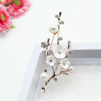 Natural Plum Blossom Brooches Pins For Women Vintage Freshwater Pearl Brooch Bouquet For Wedding Party