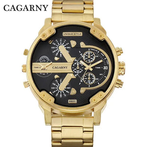 CAGARNY Brand Design Watch Man Fashion Luxury Gold Steel Bracelet Strap Quartz Wristwatches Business Male Gifts Watches NATATE