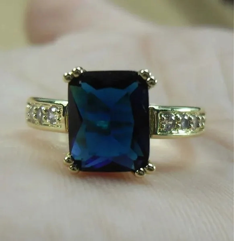 6-Color Natural 3.58CT White/Alexandrite/Sapphire/Pink/Emerald/Ruby Diamond 14K Yellow Gold Ring Size 6-10