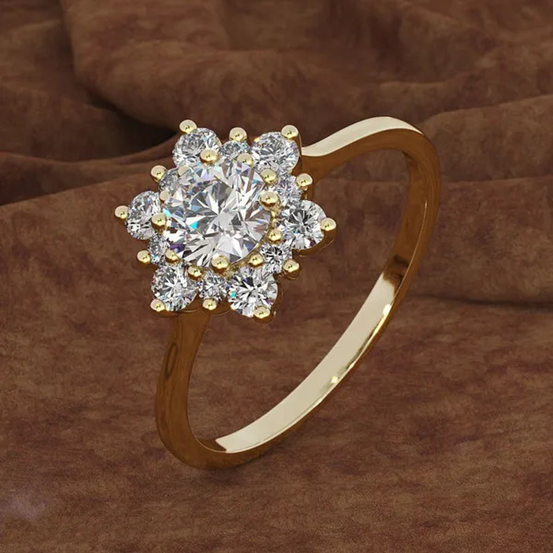 Women's Fashion Engagement . 925 Sterling Silver Natural Gemstone Full Diamond AAA CZ Snowflakes Flower Antique Ring Snowflakes Wedding Jewelry Gifts Size 6 7 8 9 10
