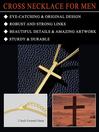 18K Gold Cross Necklace for Men Women Gold Cross Pendant with Bible Verse Minimalist Cross Christian Jewelry Religious Gifts