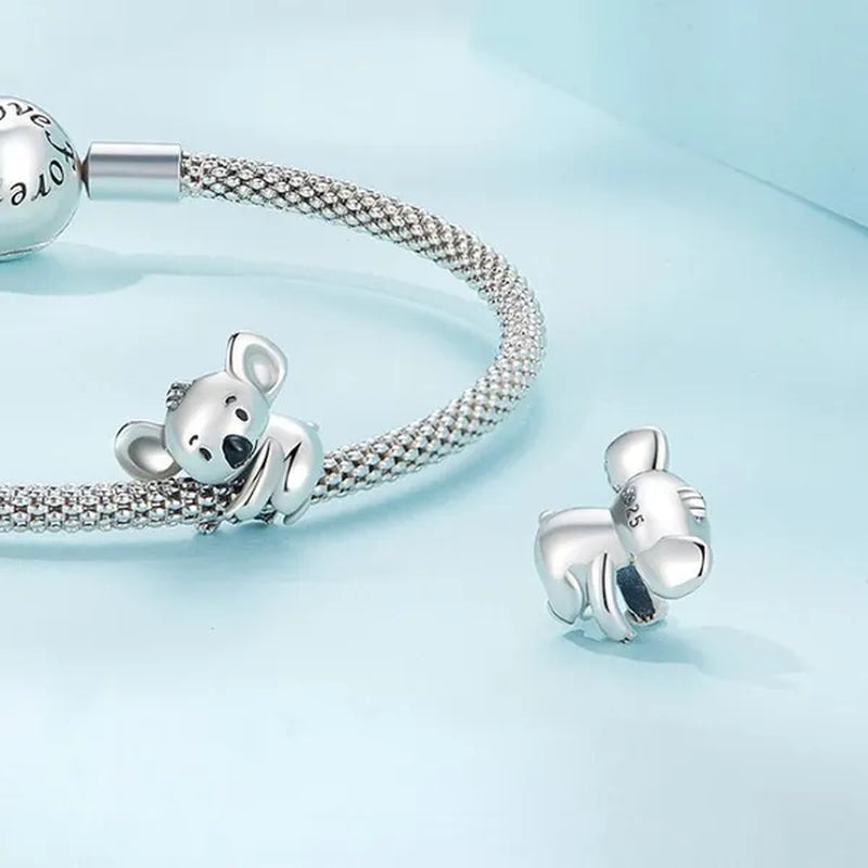 925 Sterling Silver Cute Animal Koala Charm Fit Charm Bracelets DIY