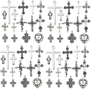 120Pcs Antique Silver Cross Charms for Jewelry Making Alloy Cross Charms for DIY Crafts (SN024)