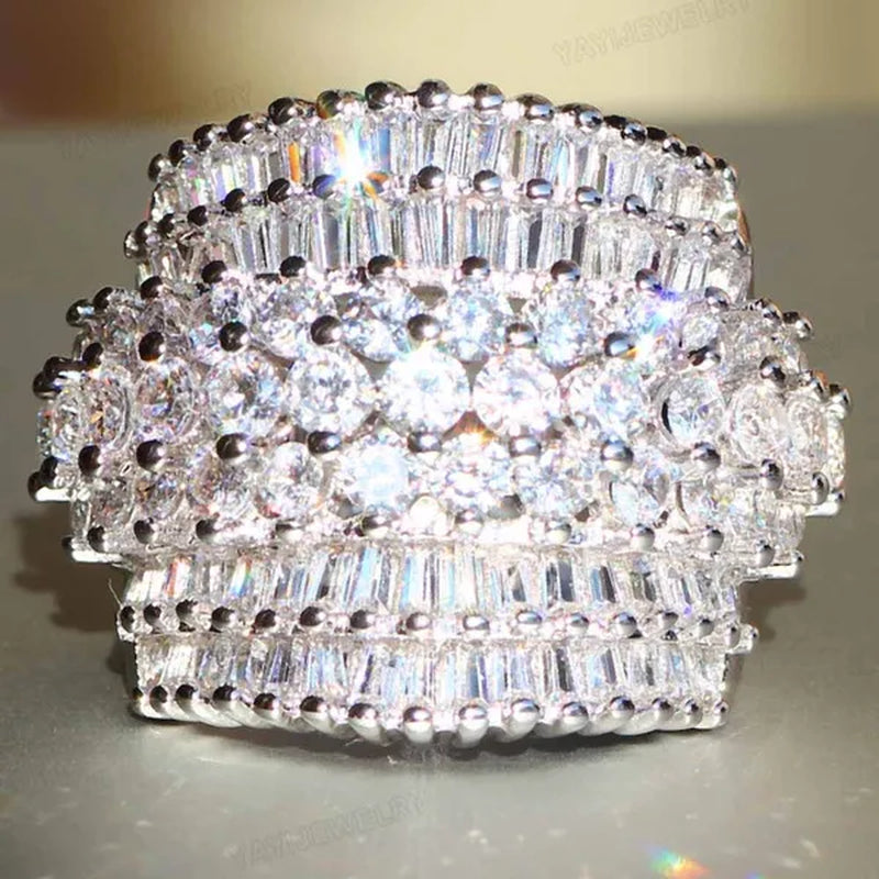 Gorgeous Cubic Zirconia Multichamber Ring Wedding Birthstone Bride Engagement Brand Heart Ring Jewelry Size 6 7 8 9 10