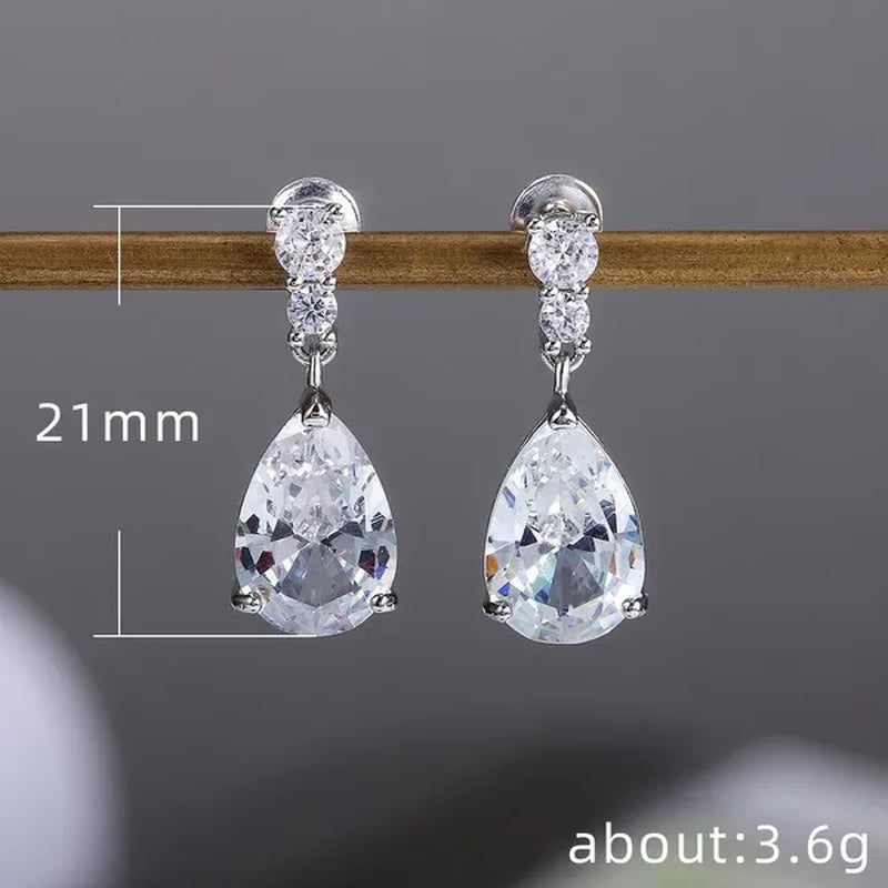 Exquisite Waterdrop Amethyst Drop Earrings for Women Engagement Wedding Jewelry Lover Birthday Gift