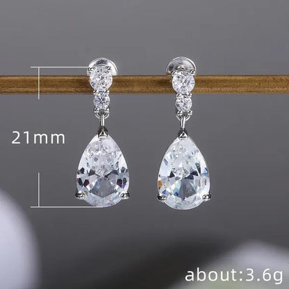 Exquisite Waterdrop Amethyst Drop Earrings for Women Engagement Wedding Jewelry Lover Birthday Gift