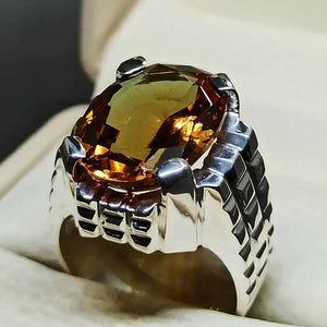14 Carat Big Oval Cut Alexandrite Mens Ring Silver Color Handmade Color Changing Gemstone Ring Size 5-11