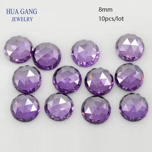 Round Shape Purple Rose Cut CZ Stone Flat Bottom Cubic Zirconia Brilliant Cut AAAAA Loose Gems 8Mm Wholesale Jewelry Stones
