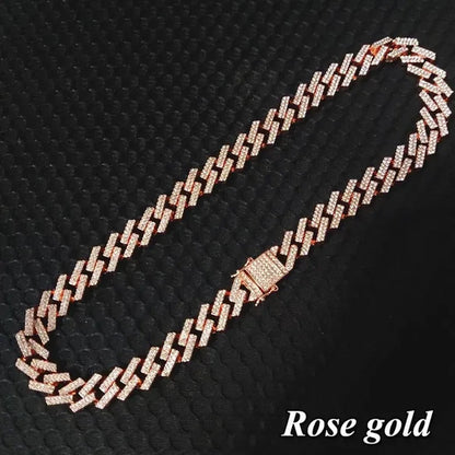 Iced Out Cuban Link Chain Necklace Chain Hip Hop Jewelry Choker Gold Silver Chain for Men Rapper Necklaces Bracelet 8-30 Inch