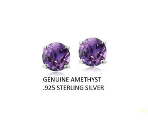 2.00 CTTW .925 Sterling Silver Genuine Amethyst Stud Earings