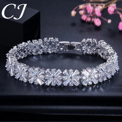 CANDICE Luxury Bridal White Gold Plated Jewelry Top Quality AAA+ Cubic Zirconia Wedding Bracelet Bangle For Bride