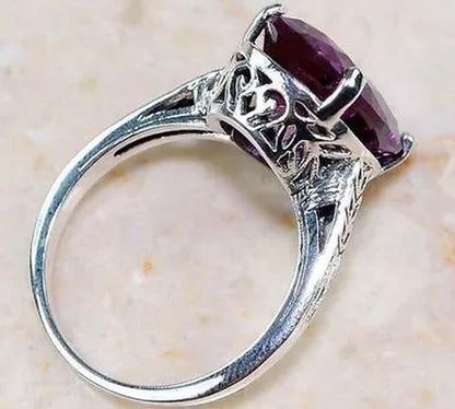 Nice Jewelry 925 Sterling Silver Amethyst Gemstones Wedding Party Ring Jewelry set