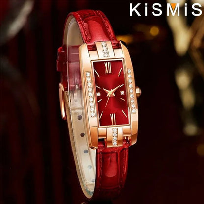 KISMIS 1PC/2Pcs Luxury Fashion Ladies Watch Diamond Inlaid Charm Unlimited Women's Watch Retro Fashion Quartz Watches Gift 3 Colors Available