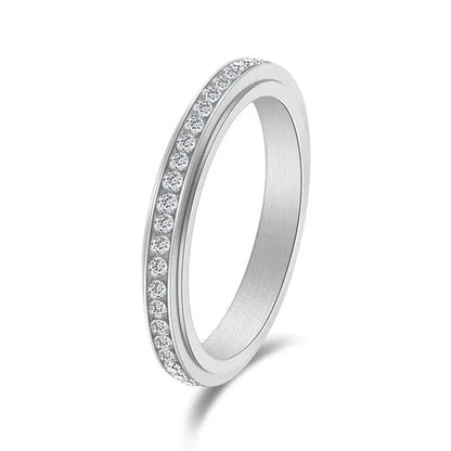 4Mm Wide Titanium Steel Exquisitely Inlaid Single Drainage Diamond for Men and Women Luxury Fashion Exquisitely Stackable Ring Engagement and Wedding Ring