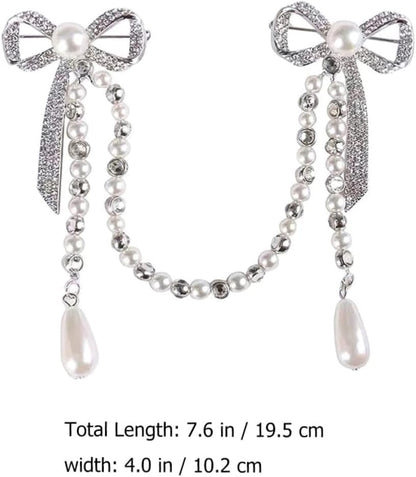 Unique Brooches for Women Pearl Butterfly Corsage Tassel Brooch Elegant Diamond Breast Pin Chain for Women Lady Pin Brooch for Parties