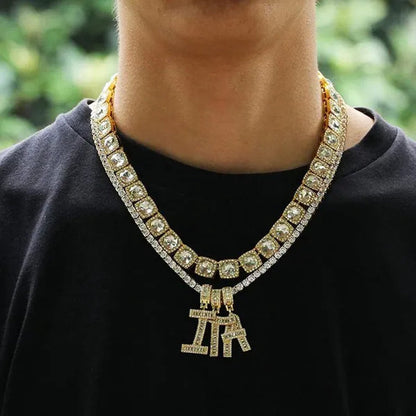 12mm Iced Out Square Tennis Chain Necklace,Diamond Cuban Link Necklace Hip Hop Jewelry with For Men Women Charm Jewelry