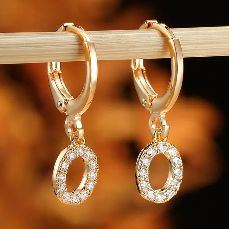 1 Pair 14K Gold Filled Cute Initial A-Z Letter Earrings CZ Zircon Diamond Gold Small Hoop Earings for Women Alphabet Fashion Jewellery