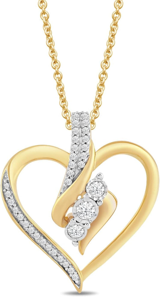 Amazon Essentials Diamond 3 Stone Pendant Necklace (1/4 Cttw), 18" (Previously )