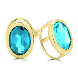 Majesty Diamonds MDR170010 1.87 CTW Oval Blue Topaz Stud Earrings in 14K