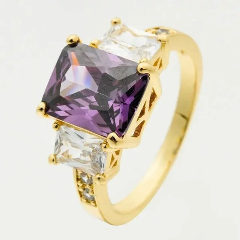 4-Color Natural 5.99CT Emerald/White/Alexandrite/Sapphire Diamond 14K Yellow Gold Ring Size 6-10