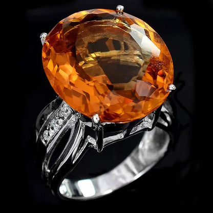 Fashion Womens Orange Sapphire Engagement Ring Size 6-10