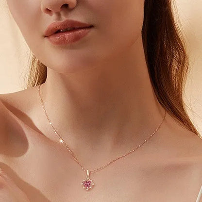 New High-End Temperament Ruby Zircon Aaas Necklace Gold-Plated Lady Evening Party Necklace