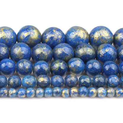 1Pcs Blue Beads Lapis Lazuli Gold Stone Beads for Jewelry Making Diy Handicraft 15'' Strand 4/6/8/10/12Mm
