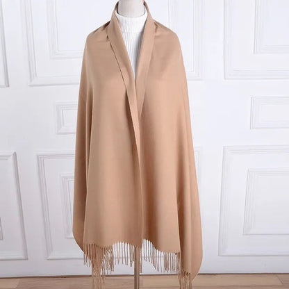12 Colors Fashion Women Solid Color Simulated Cashmere Scarves with Tassel Lady Autumn Winter Keep Warm Thick Section Long Scarf Female Shawl  Christmas Gifts