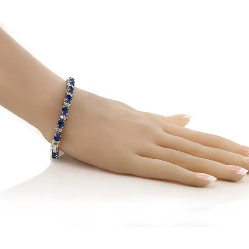 925 Sterling Silver Gorgeous Oval Ruby Amethyst Aquamarine Sapphire and round Sparkling Cubic Zirconia CZ Tennis Bracelet Jewelry Gift