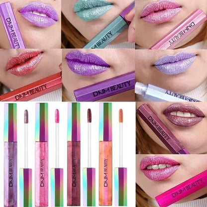 Super Girl 12 Color High-fashion Chameleon Metal Matte Metallic Waterproof Lipgloss Liquid Lipstick  Shimmer Diamond Glitter Pearl Colour Lip Gloss Lip