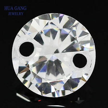 Double Holes Beads Cubic Zirconia Stones AAAAA White Cubic Zirconia Stone Loose Zircon Stone DIY Jewelry Beads