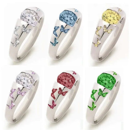Latest Creative Lady Fashion Fresh Butterfly Ring Elegant Temptation Princess Engagement Wedding Ring Anniversary Gift Birthday Party Jewelry Size US5-11 (6 Colors)