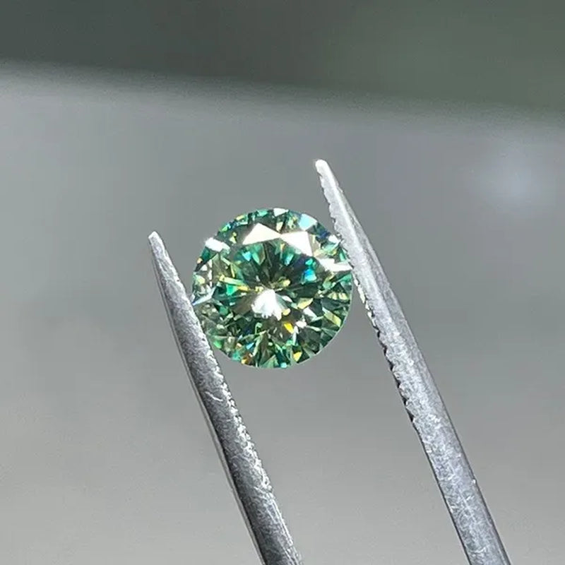 Top Moissanite With Certificate Real Brilliant Loose Moissanite Blue Green Color Round Cut Diamond 6.5 MM 1CT