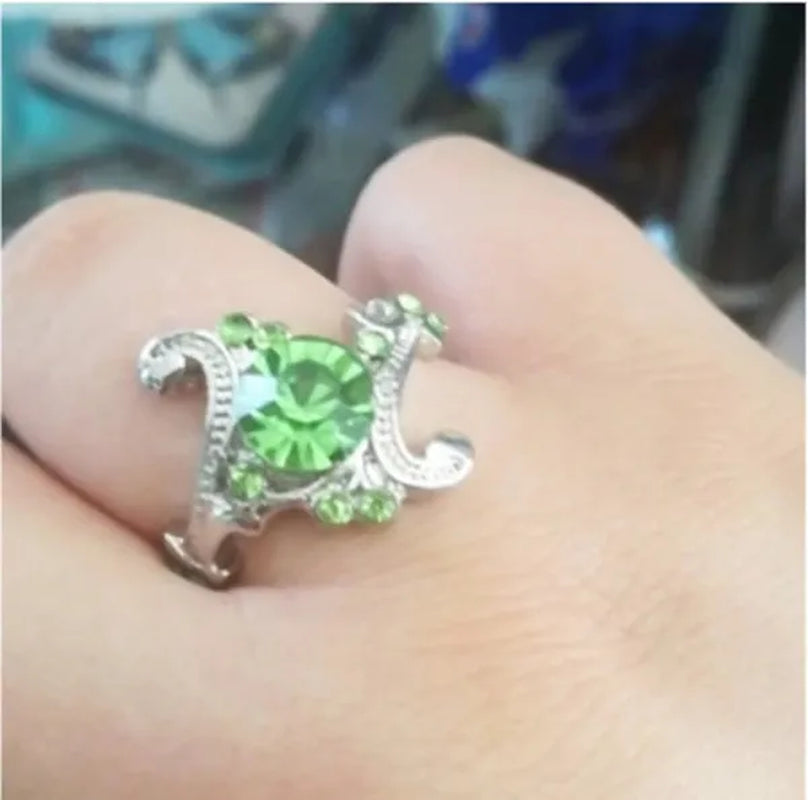 New Hogwarts Slytherin Ring Classic Magic School Charm Green Crystal Tsavorite Wedding Rings 925 Sterling Silver Engagement Rings