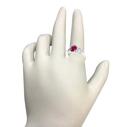 1.40 Carat Ruby & Heart Shape Diamond Gemstone Ring in 14K White Gold