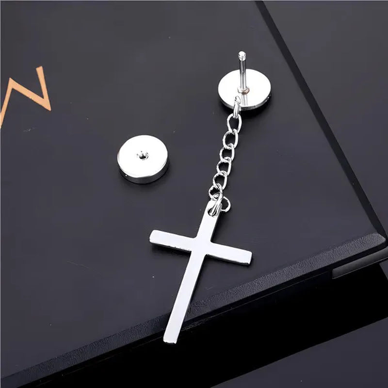 Fashion Barbell Earrings Stainless Cross Earrings Stainless Steel Cross Earrings Men