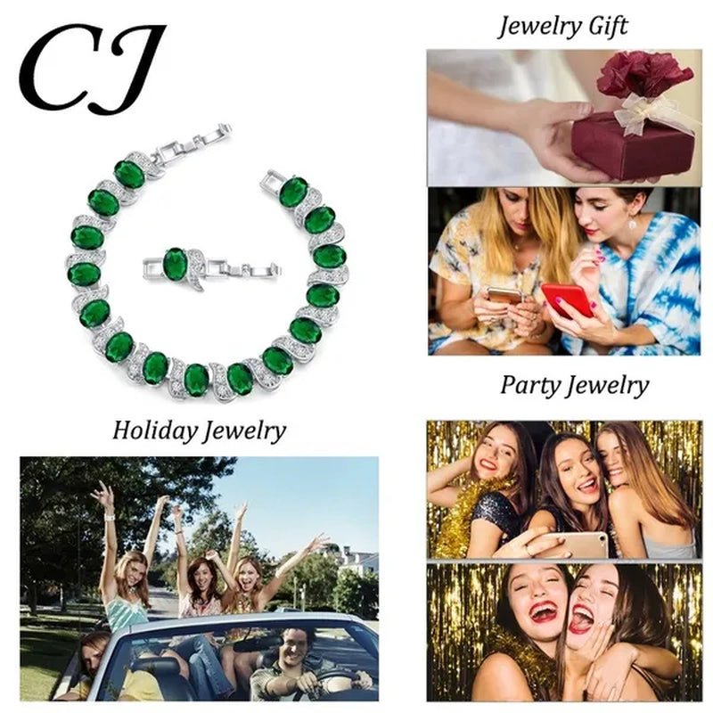 CANDICE 2023 Newest Design Women Luxury CZ Zirconia Silver Bracelets With Blue Stones 18CM+2.5CM（extended clasp）