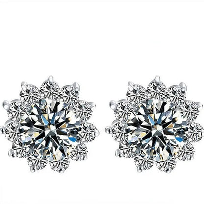 2022 8mm(2.0ct)  Moissanites Diamond Ear Studs 925 Silver Six Star Snowflake  Pink Gift Box Packing Round Brilliant Cut 8mm(2.0ct) D Color Jewelry with Certification