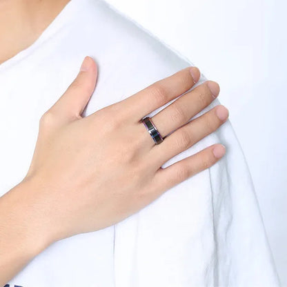6mm Wide Titanium Steel IP Black Plated Classics Ring With Rainbow Color Multicolor Edge For Gay & Lesbian Pride Jewelry Women Men Wedding Band