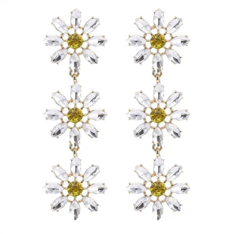 1 Pair Fashion Crystal Rhinestone Drop Earrings For Women Citrine Jewelry
